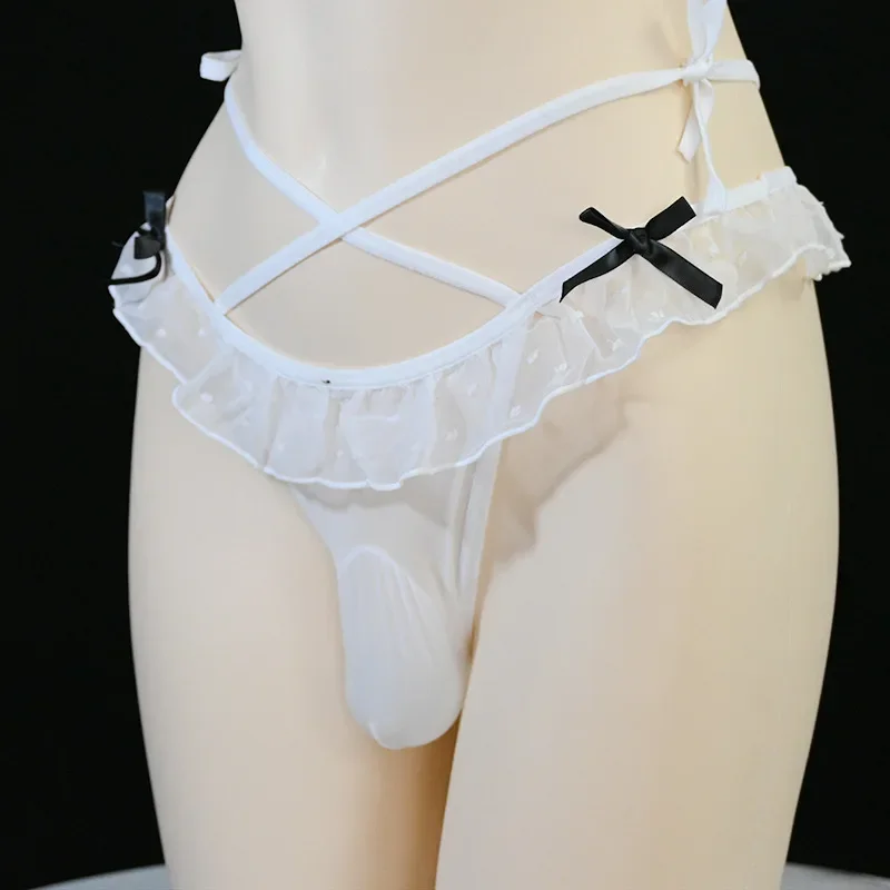 Lace Men's Sissy Thongs Pouch Bag G-string Anime Sexy Alluring Panties Silky Male Low Waist Strap Lingerie Maid Style Tanga Bow
Lace Men's Sissy Thongs Pouch Bag G-string Anime Sexy Alluring Panties Silky Male Low Waist Strap Lingerie Maid Style Tanga Bow