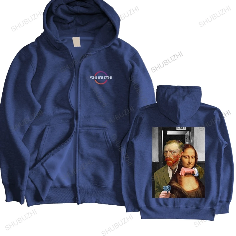 

cotton shubuzhi sweatshirt male streetwear hoodies Novelty Art Theft Van Gogh Mona Lisa new coat men brand print hooded jacket