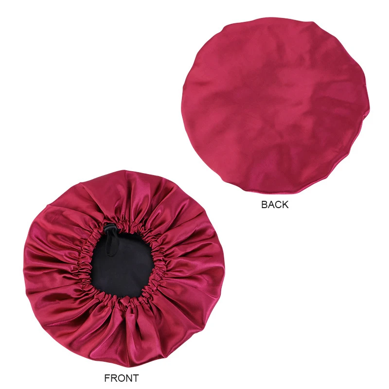 Bonnet en satin pour dormir, bonnet soyeux, grand, double couche, réversible, réglable, bonnet de sommeil utilisé pour le soin des cheveux, vente en gros 6