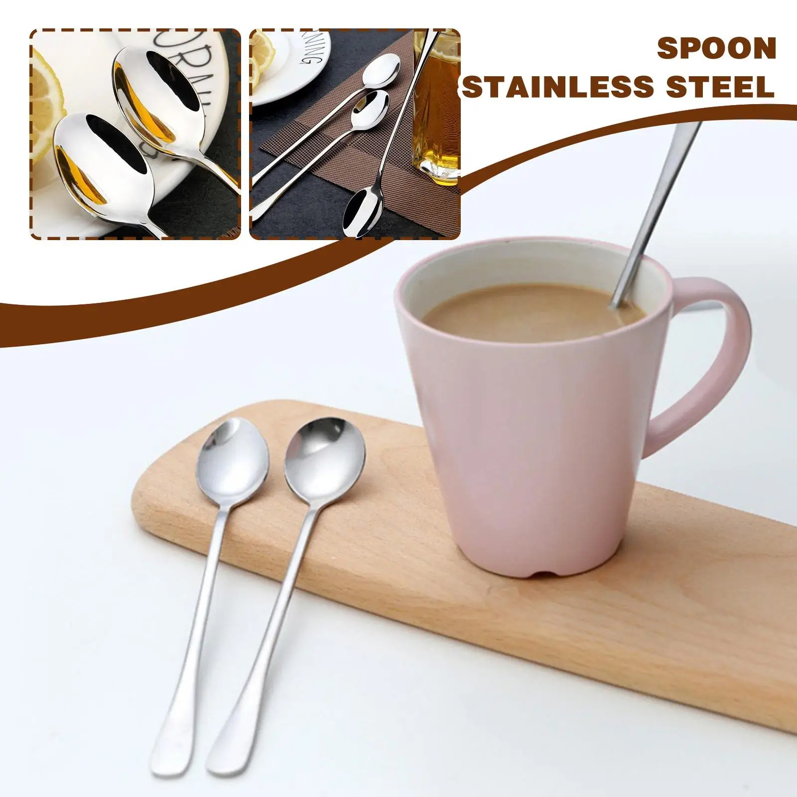 Stainless Steel Coffee Spoon, Creative Long Handle Tool Spoons, Mini Snack Cream Kitchen Ice Teaspoon, Tableware Dessert, S C7F5
Stainless Steel Coffee Spoon, Creative Long Handle Tool Spoons, Mini Snack Cream Kitchen Ice Teaspoon, Tableware Dessert, S C7F5