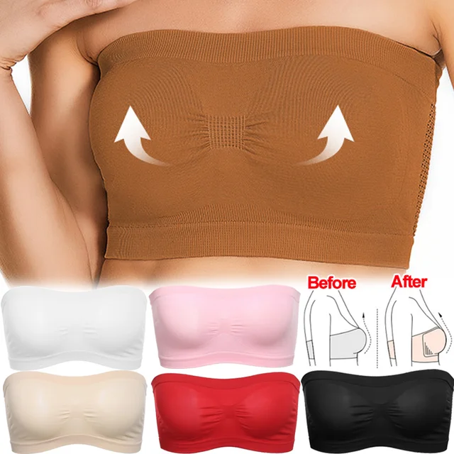 Soutien-gorge en maille sans bretelles pour femmes, sous-vêtements sexy, haut pour dames, jupe courte, lingerie invisible, bralette push-up, été 1