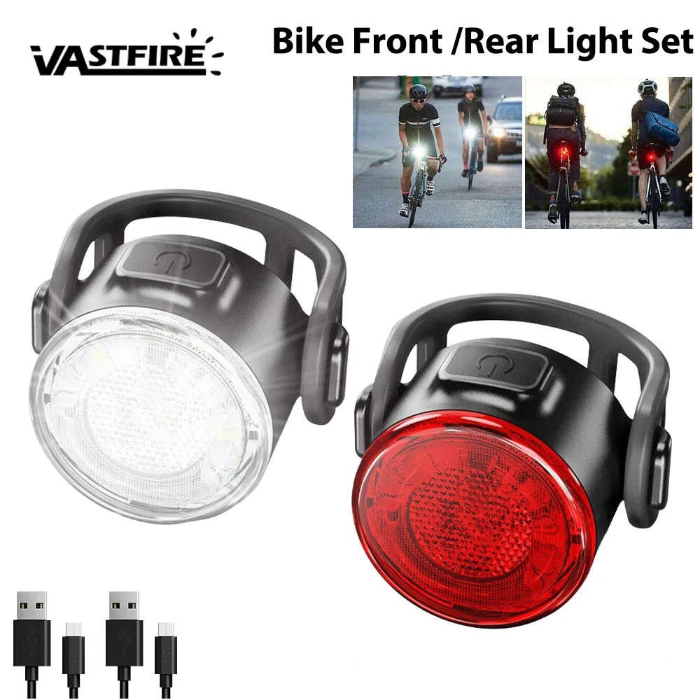 

Bike Front Rear Light Set 6 Modes USB Rechargeable Headlight MTB Night Cycling Waterproof Taillight Bicycle Lantern Accessories
