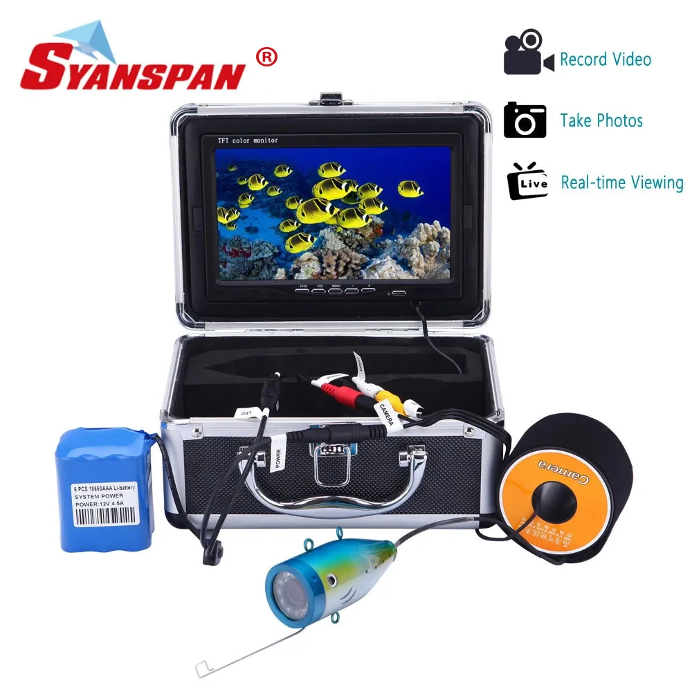 

SYANSPAN Underwater fishing Camera with Recording 15m 30m 50m 7" DVR Fish Finder Video Camera 24PCS White/Infrared LEDs