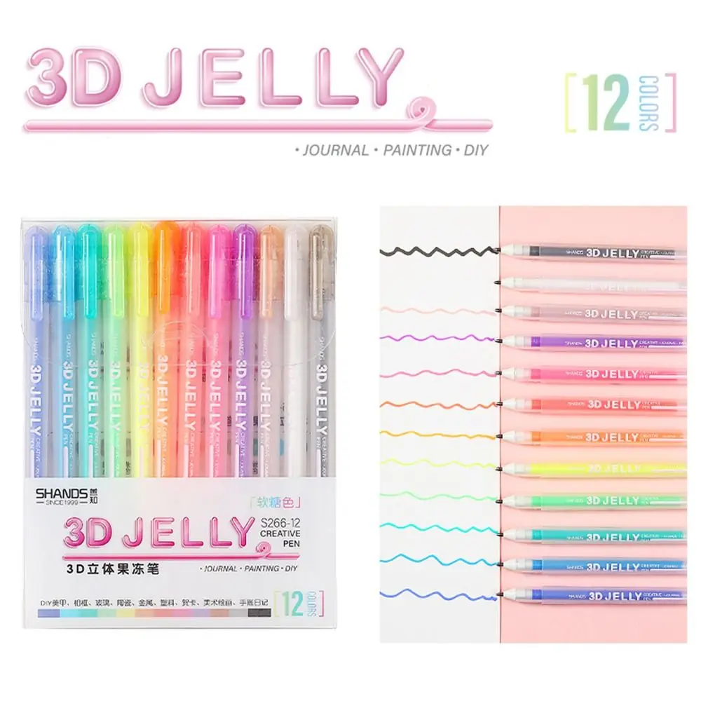 

6/12 Colors 3D Glossy Jelly Pen Magical Drawing Pens DIY Hand Accounting Pen Painting Graffiti Pen For School Office Supplies