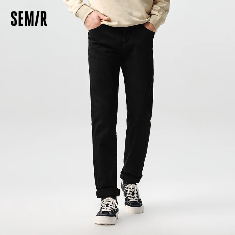 

Semir Denim Trousers Men 2024 Spring New Style Distressed Washed Small-Leg Pants Classic Basic Daily Commuting Pants