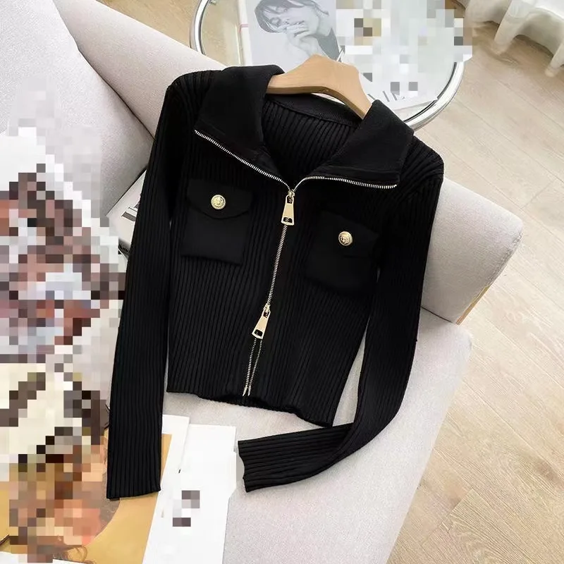 2023 Autumn New Women's Top Knit Large Elastic Solid Knitted Zipper Polo Cardigan Small Fragrance OL Temperament Commuter Versat
2023 Autumn New Women's Top Knit Large Elastic Solid Knitted Zipper Polo Cardigan Small Fragrance OL Temperament Commuter Versat