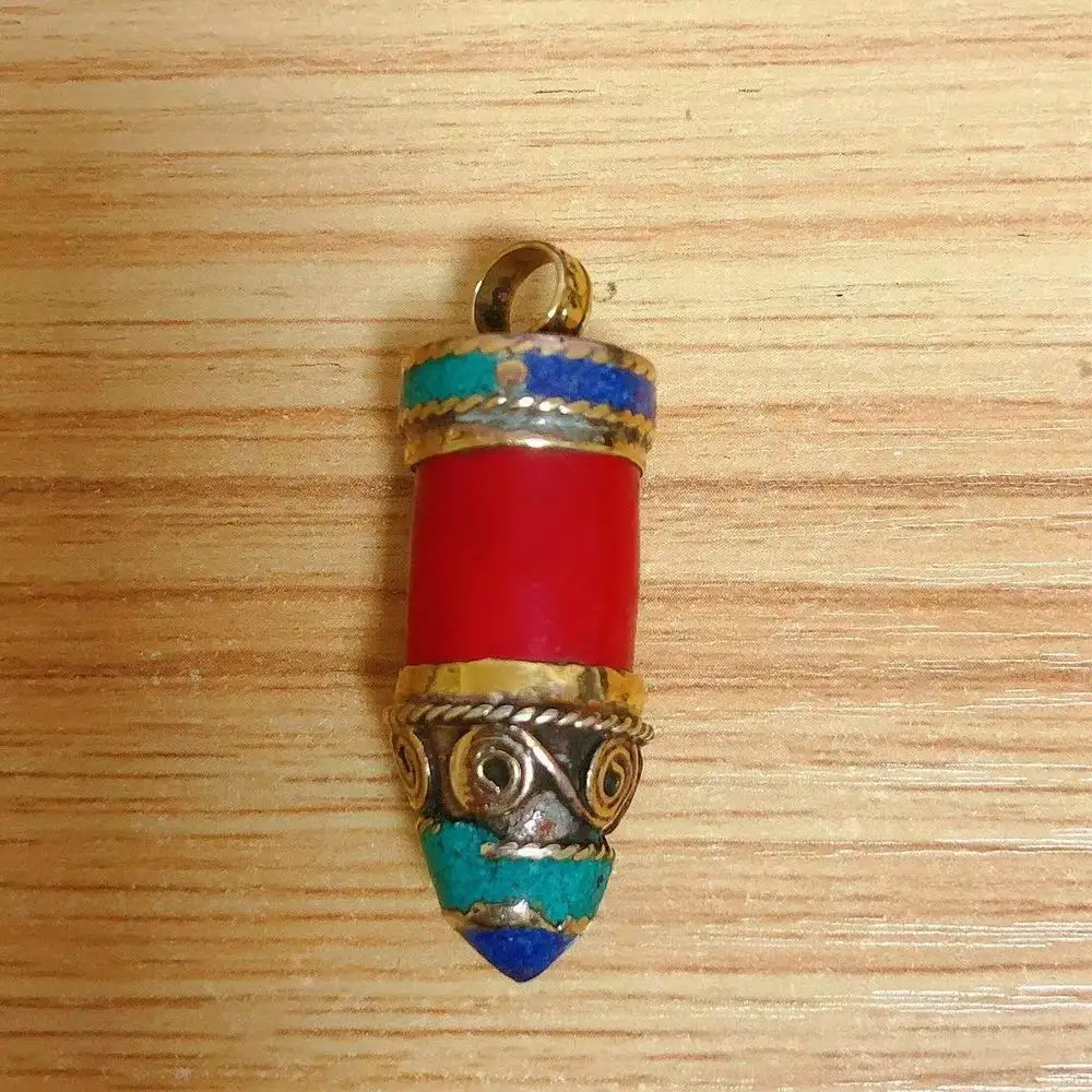 PN167 Tribal Tibetan Pendant Handmade Nepal Brass Inlaid Colorful Stone Bullet Pendant Necklace
PN167 Tribal Tibetan Pendant Handmade Nepal Brass Inlaid Colorful Stone Bullet Pendant Necklace