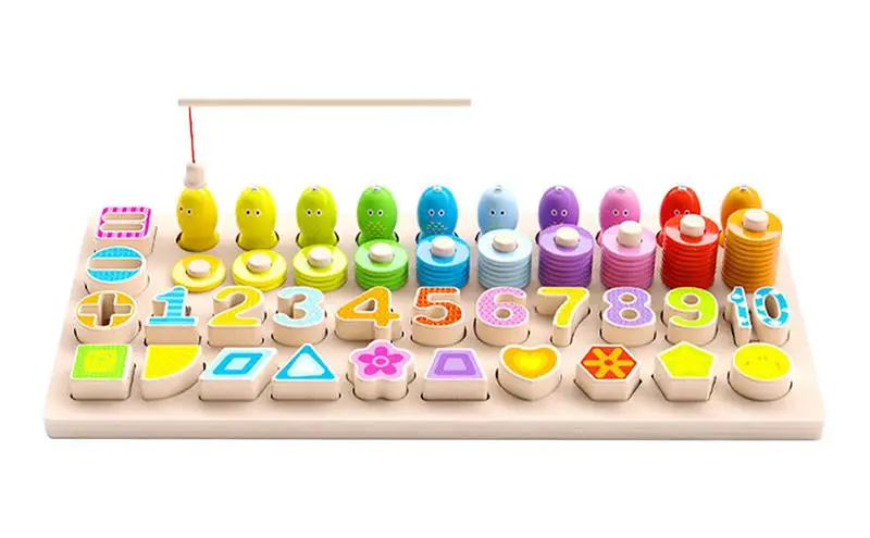 

Fishing Game For Kids Montessori Wooden Fishing Toys Colorful Educational Multifunctional Logarithmic Board Toys For children