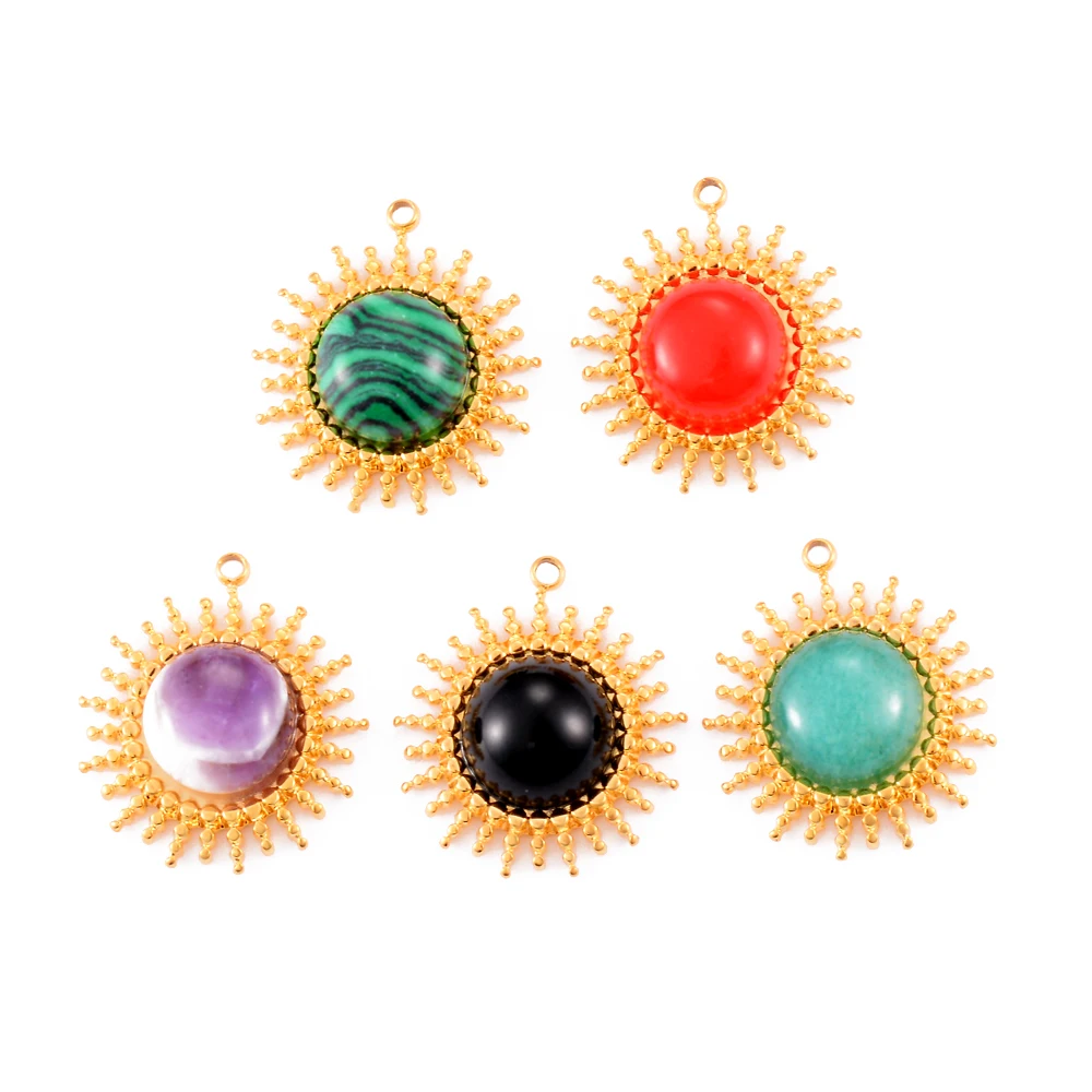 4Pcs Stainless Steel Nature Stone Sun Charms for Jewelry Making Earring Pendant Necklace Accessories Diy Supplies Craft Findings
4Pcs Stainless Steel Nature Stone Sun Charms for Jewelry Making Earring Pendant Necklace Accessories Diy Supplies Craft Findings
