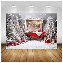 ZHISUXI Colorful Christmas Cute Hot Cocoa Table Party Photography Backdrops Snow Forest Pine Trees Studio Background WW-69