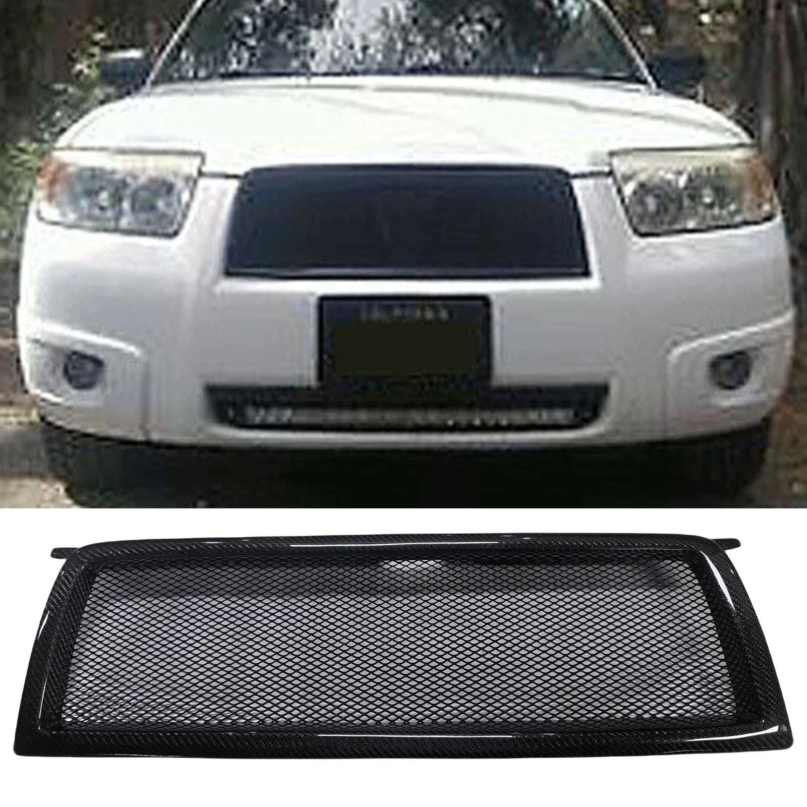 

Front Grille Racing Grill For Subaru Forester 2006 2007 2008 Honeycomb Style Real Carbon Fiber/Fiberglass Upper Bumper Hood Mesh
