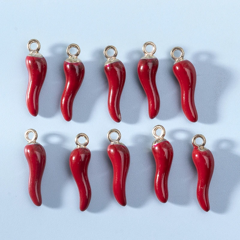 

YEYULIN 10pcs Red Chili Enamel Charms Alloy Metal Gold Color Pepper Pendants For DIY Crafting Earring Bracelet Necklace Jewelry