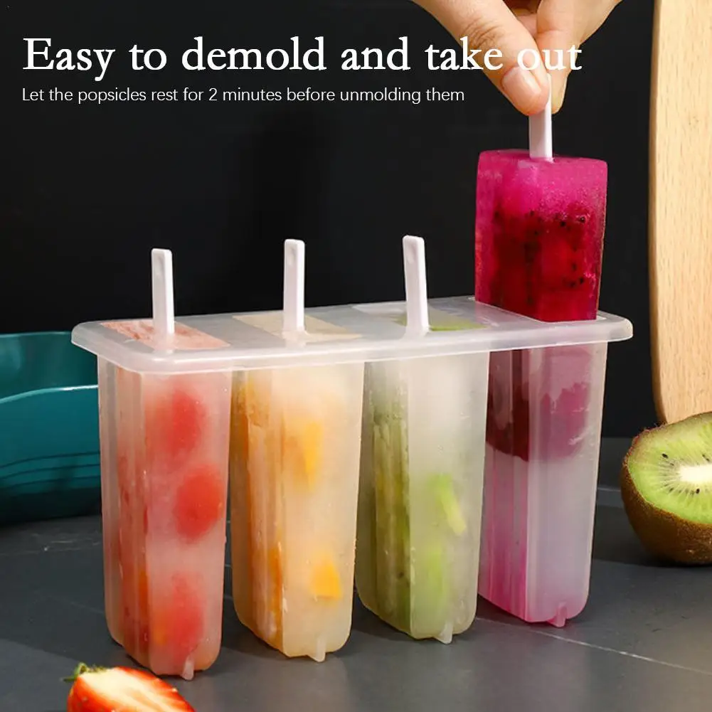 Ice Cream Molds 4 Popsicle Molds Set Popsicle Ice Tray DIY Ice Cream Reusable With Stick Cover Ice Mold Kitchen Accessories
Ice Cream Molds 4 Popsicle Molds Set Popsicle Ice Tray DIY Ice Cream Reusable With Stick Cover Ice Mold Kitchen Accessories