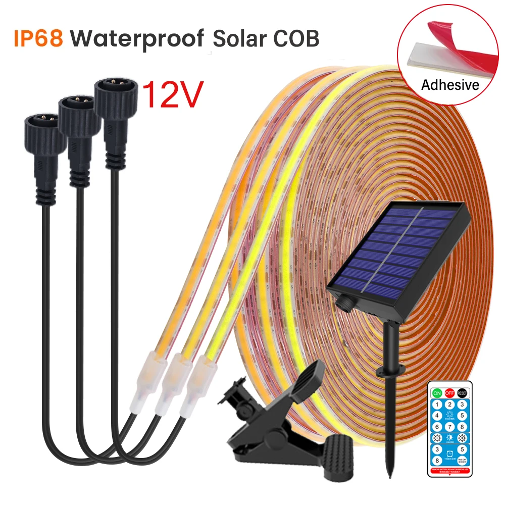 IP68 Solar COB LED Strip 12V Waterproof 320Leds/m High Density Ra90 Flexible Tape Light Warm/Natural/Cool White Remote Control
IP68 Solar COB LED Strip 12V Waterproof 320Leds/m High Density Ra90 Flexible Tape Light Warm/Natural/Cool White Remote Control