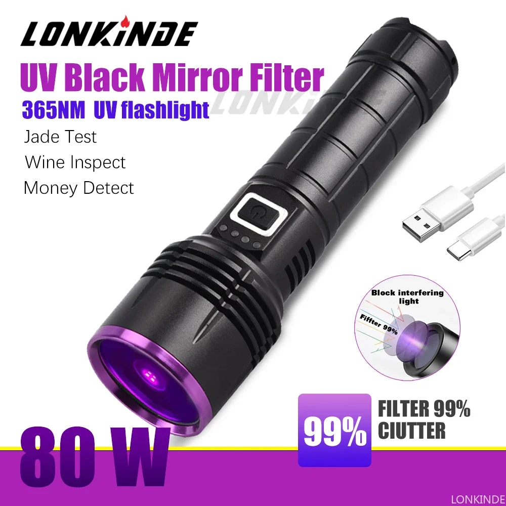 Portable 80W High Power LED UV Flashlight Black Mirror Type-C Rechargeable UV Light Resin Curing ,Scorpion & Pet Urine Finding
Portable 80W High Power LED UV Flashlight Black Mirror Type-C Rechargeable UV Light Resin Curing ,Scorpion & Pet Urine Finding