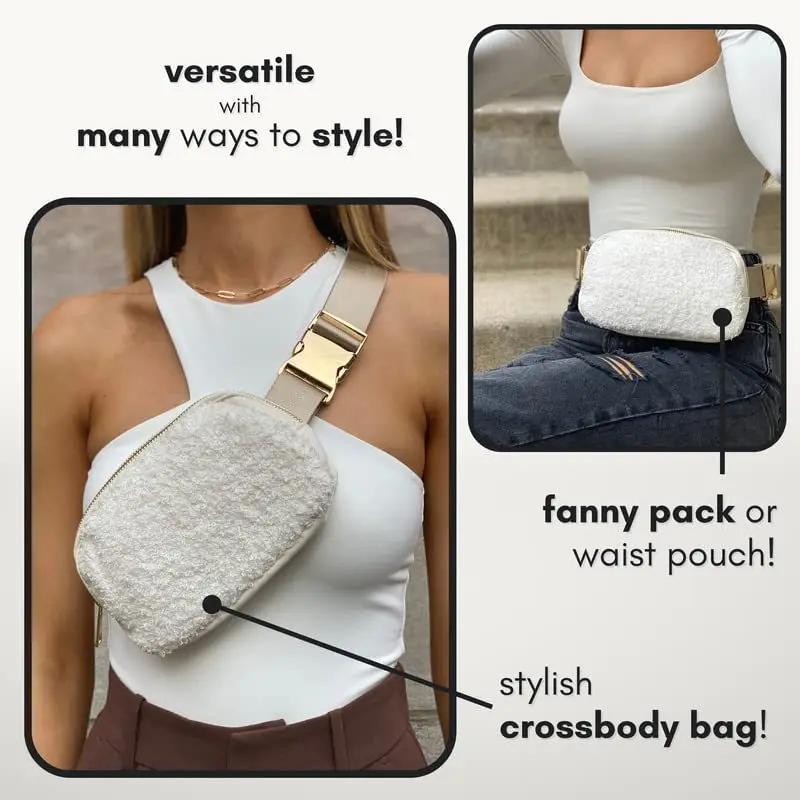 

Mini Belt Bag with Adjustable Strap Sherpa Small Waist Pouch Fanny Pack for Workout Running Traveling Hiking Crossbody Bags