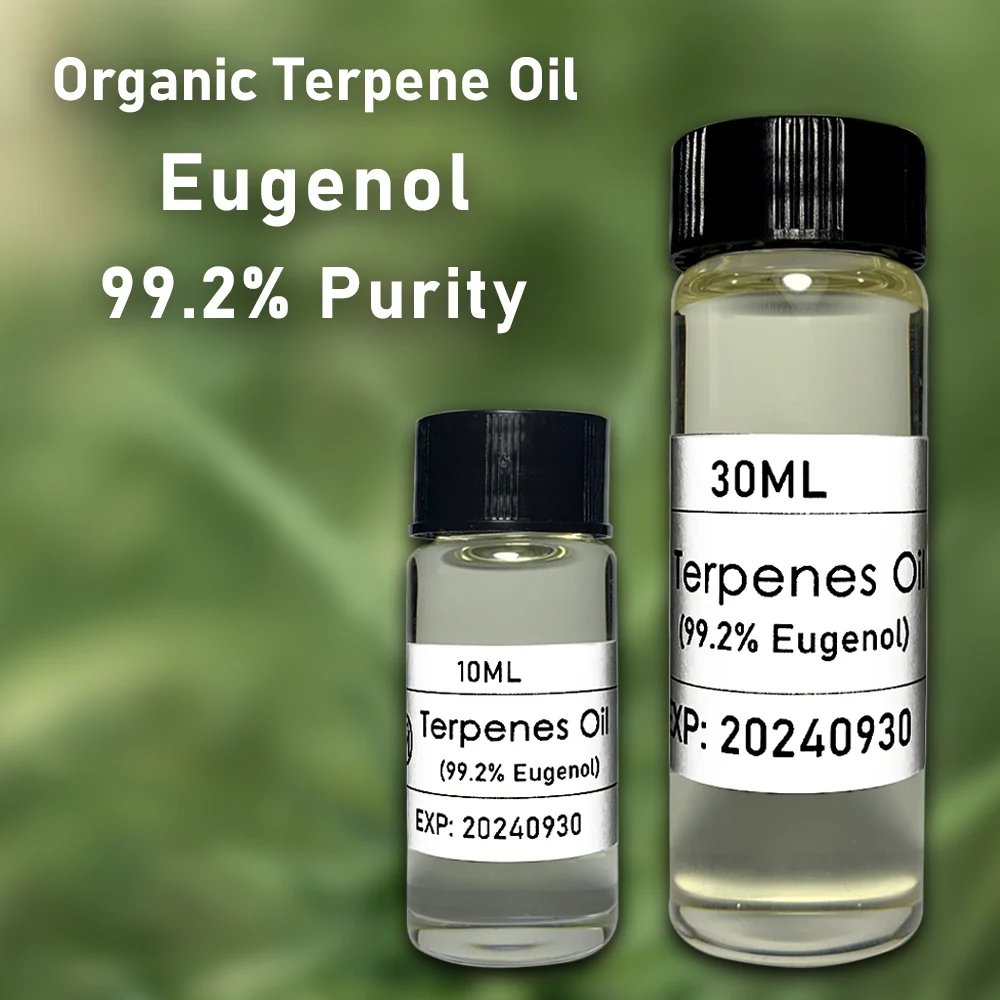 Food-Grade Purity 99.2% Eugenol Terpene essence as raw material for DIY perfume or makes flavor oil or Aromatherapy or cosmetics
Food-Grade Purity 99.2% Eugenol Terpene essence as raw material for DIY perfume or makes flavor oil or Aromatherapy or cosmetics