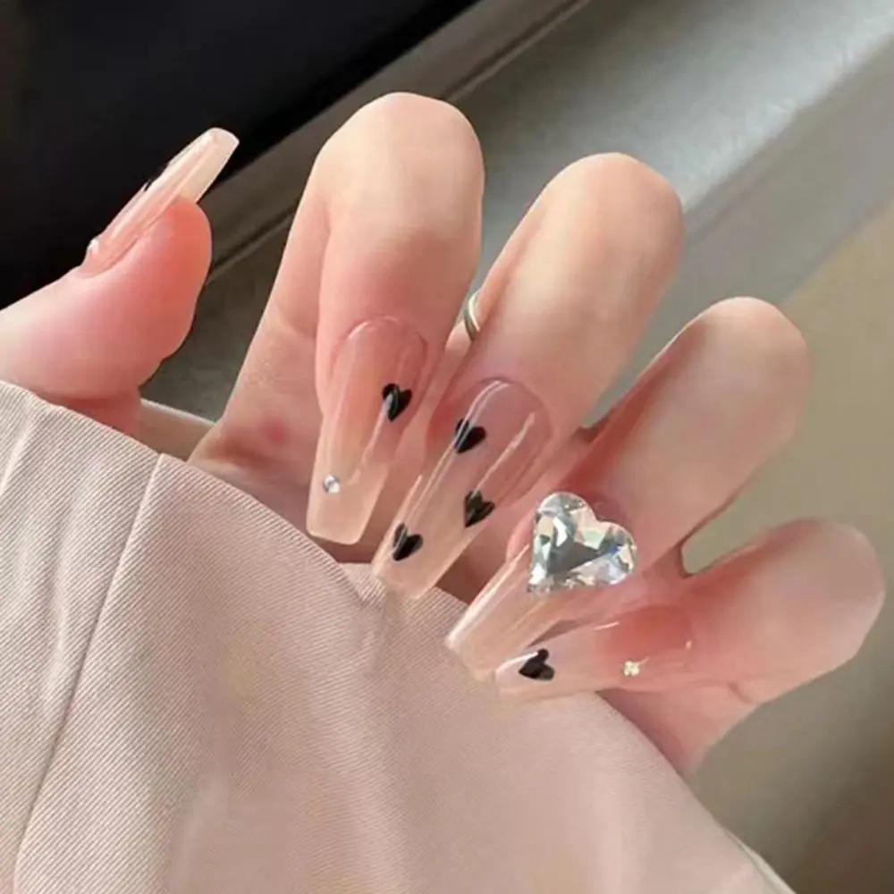 24pcs Bblack Heart Pattern Coffin False Nails Coffin False Nails Wearable Ballerina Fake Nail Full Cover Nail Art Tips With Glue
24pcs Bblack Heart Pattern Coffin False Nails Coffin False Nails Wearable Ballerina Fake Nail Full Cover Nail Art Tips With Glue