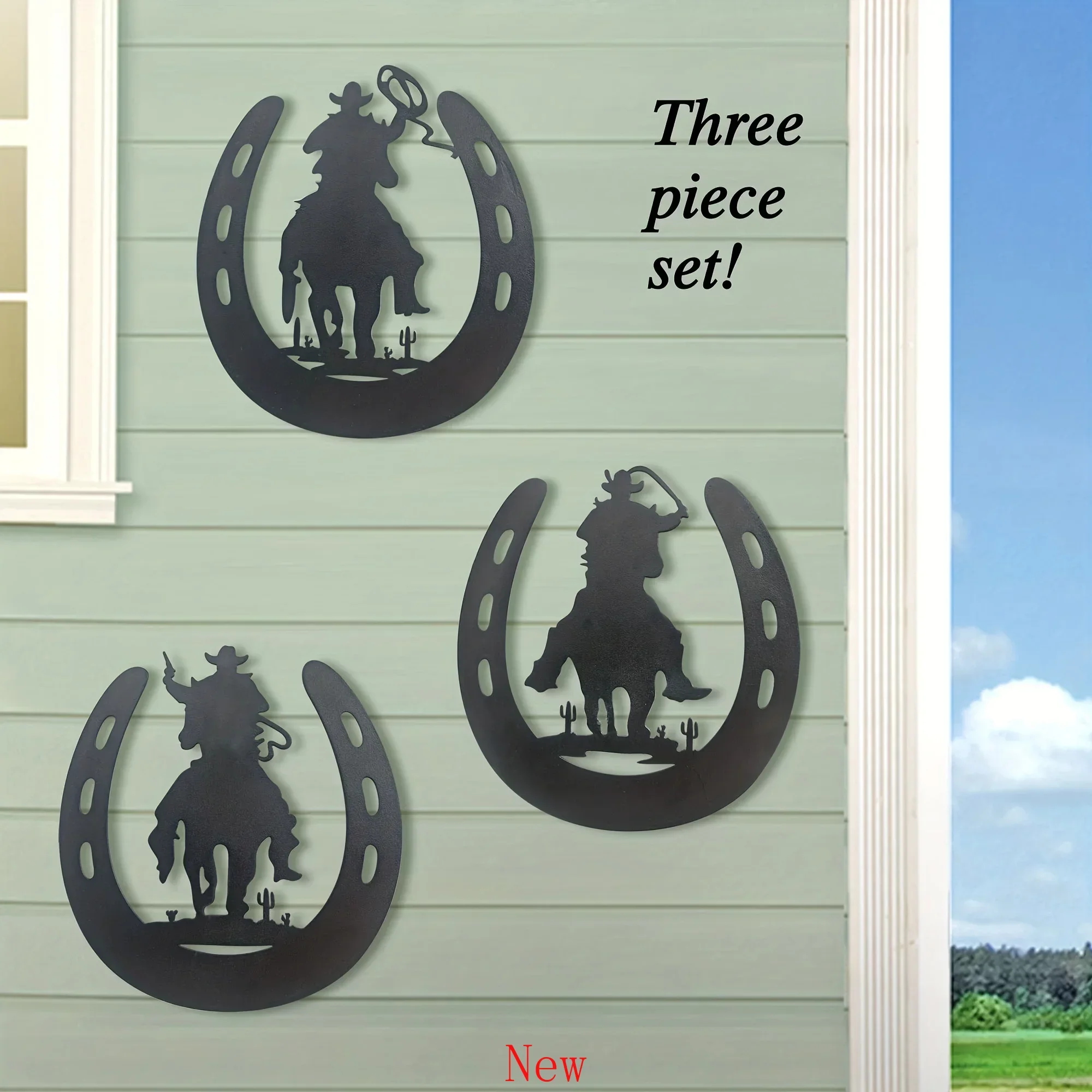 

Horseshoe Metal Home Art Decor with Cowboy Western Rustic Style Horse Shoes Decoration Wall Hanging Living Room Country Decor wa