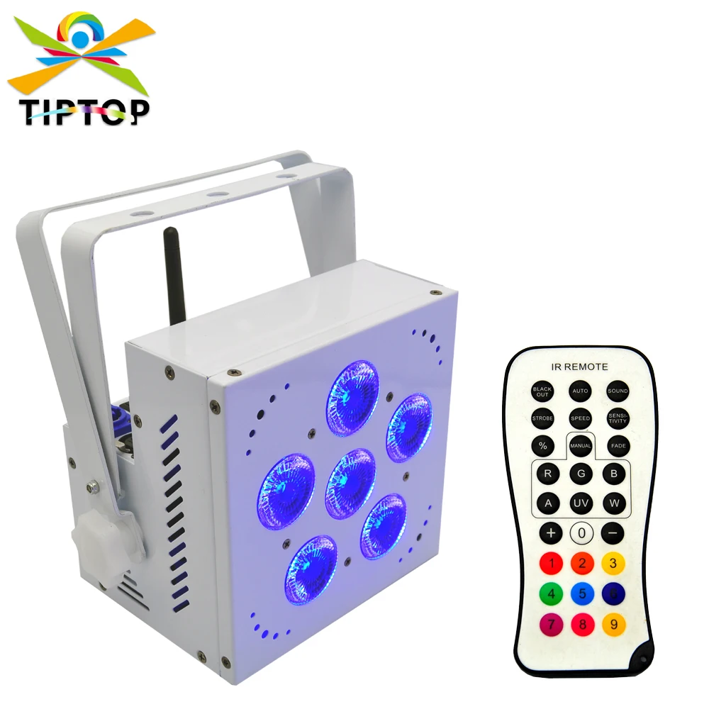 TIPTOP TP-G3043-5IN1 6x15 Вт беспроводной DMX тонкий светодиодный прожектор Par с мультичипом RGBWA Led плоский Par работает с iOS,Android System App Remote Par Cans 
TIPTOP TP-G3043-5IN1 6x15 Вт беспроводной DMX тонкий светодиодный прожектор Par с мультичипом RGBWA Led плоский Par работает с iOS,Android System App Remote Par Cans