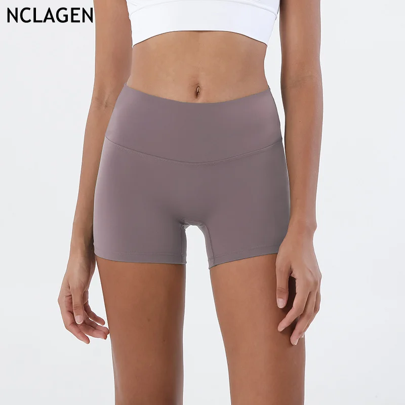 

NCLAGEN Running Shorts Women High Waist NO Front Seam Fitness Yoga Leggings Naked Feel Workout Gym Butt Lifting Running bottoms