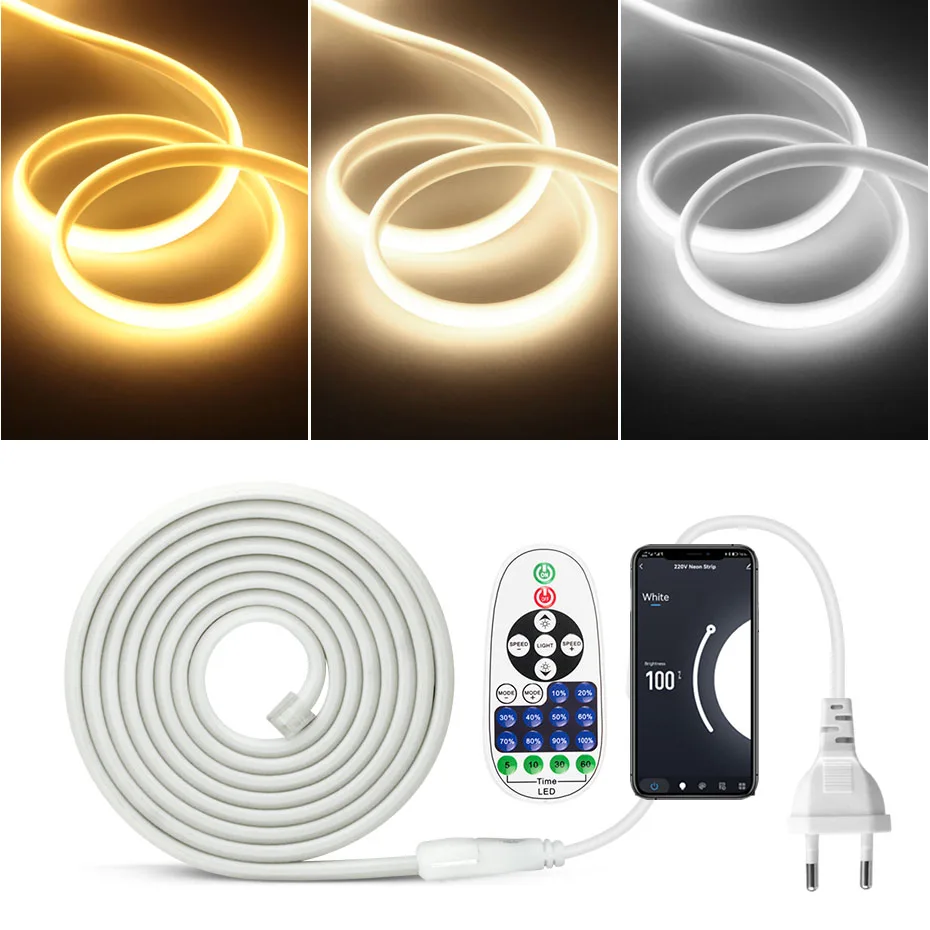 Waterproof Smart 220V COB Led Strips 20M 30M 50M WiFi Bluetooth Remote Control Flexible Led Neon Tape Light Outdoor Room Decor
Waterproof Smart 220V COB Led Strips 20M 30M 50M WiFi Bluetooth Remote Control Flexible Led Neon Tape Light Outdoor Room Decor