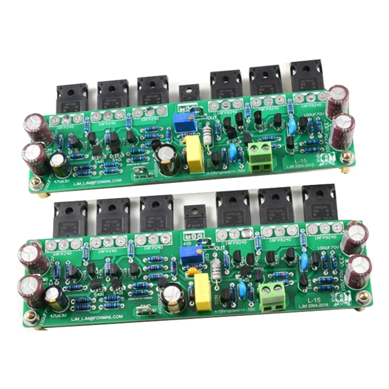 2Pcs L15 FET Power Amplifier 2 Channels 3 Pairs IRFP240 IRFP9240 150W 8R ,300W 4R, 600W 2R
2Pcs L15 FET Power Amplifier 2 Channels 3 Pairs IRFP240 IRFP9240 150W 8R ,300W 4R, 600W 2R