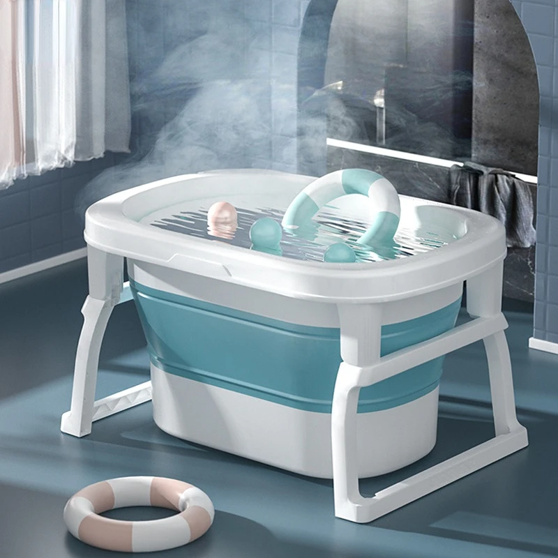 

Dual-Use Large Household Baby Bathtub Portable Folding Storage Bath Basin Cervical Protection Newborn Friendly Bath Bucket