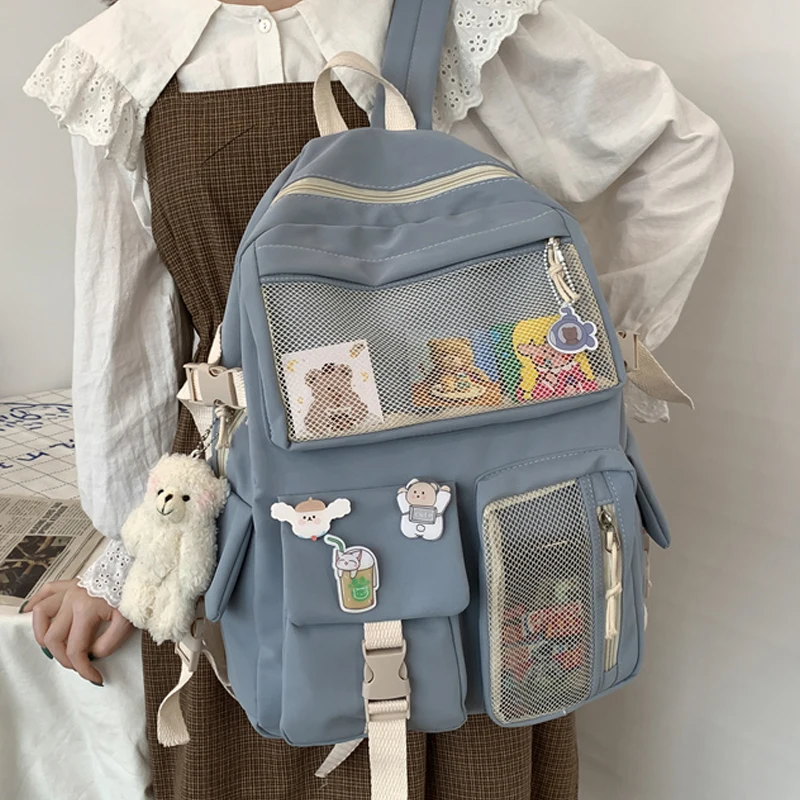 

JOYPESSIE Kawaii Nylon Women Backpack Fashion Waterproof Rucksack for Teen Girls School Bag Cute Student Bookbag Travel Mochila