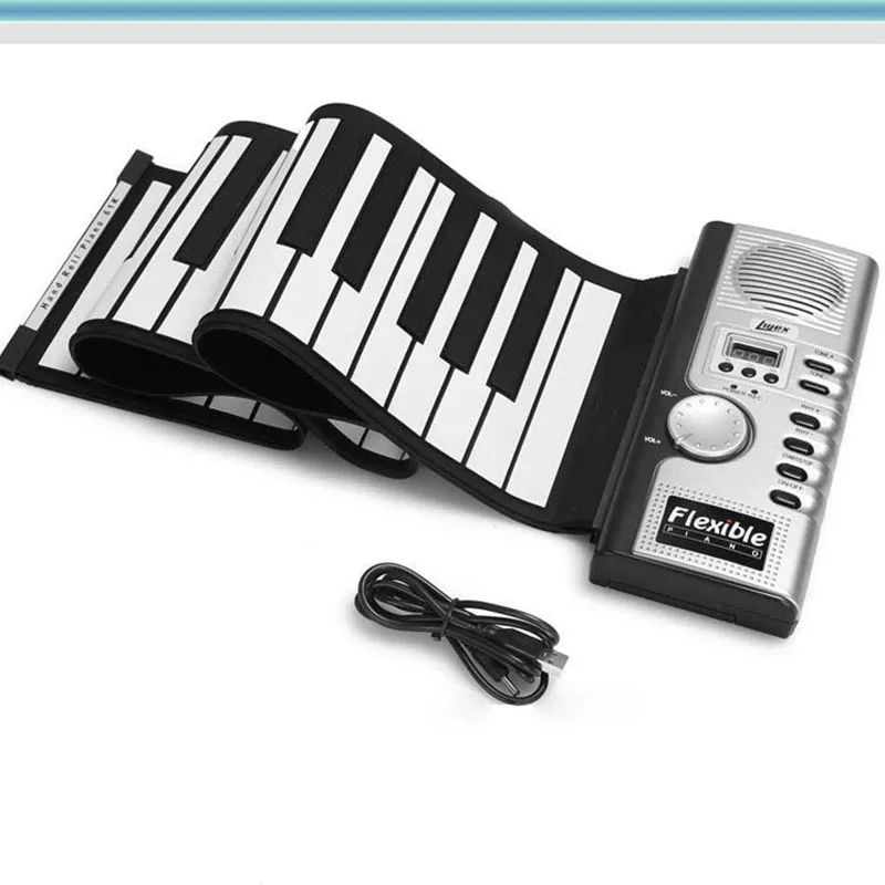 

Children's 61 Keys Hand Roll Up Piano Portable Beginner Folding Electronic Organ Keyboard Instruments Silicone Soft Keyboard