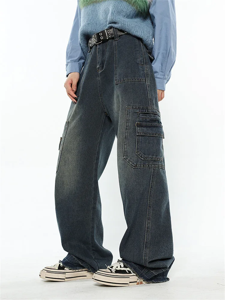 Women's Y2k Cargo Pants Vintage Street High Waist Straight Pants Casual Fashion Wide Leg Loose Blue Denim Trouser Ladies 2022
Women's Y2k Cargo Pants Vintage Street High Waist Straight Pants Casual Fashion Wide Leg Loose Blue Denim Trouser Ladies 2022