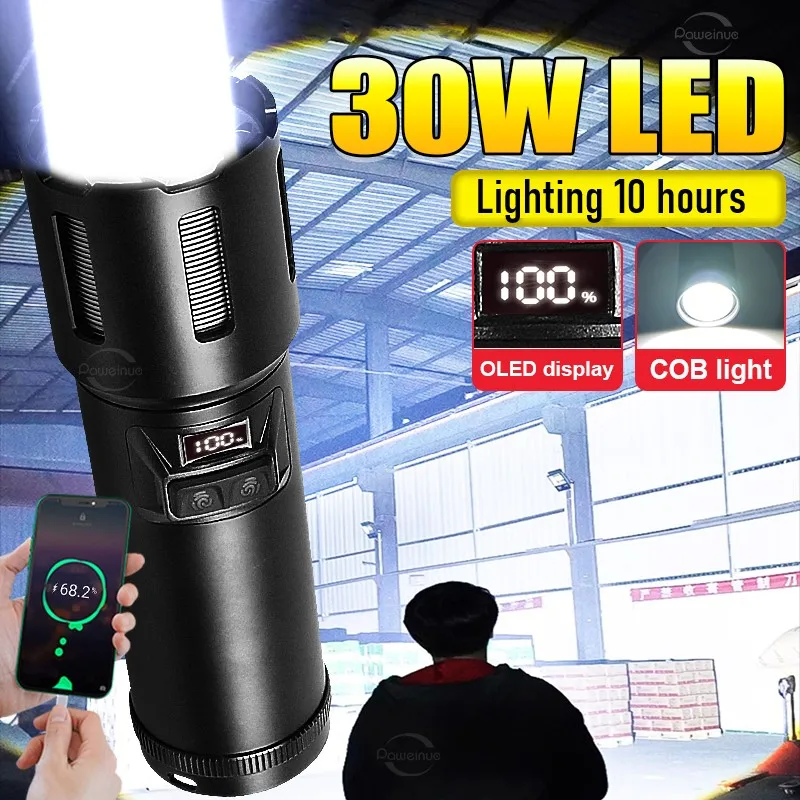 Super Powerful LED Flashlight High Power 30W Wick Torch USB Rechchargeable Flash Light Long Shot 2000m Hand Lamp Camping Lantern 
Super Powerful LED Flashlight High Power 30W Wick Torch USB Rechchargeable Flash Light Long Shot 2000m Hand Lamp Camping Lantern