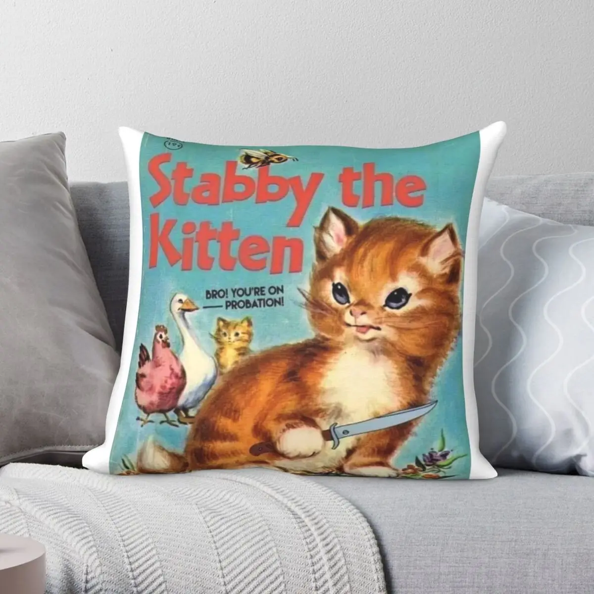 Stabby The Kitten квадратная подушка чехол полиэстер Лен бархат креативный молния Декор