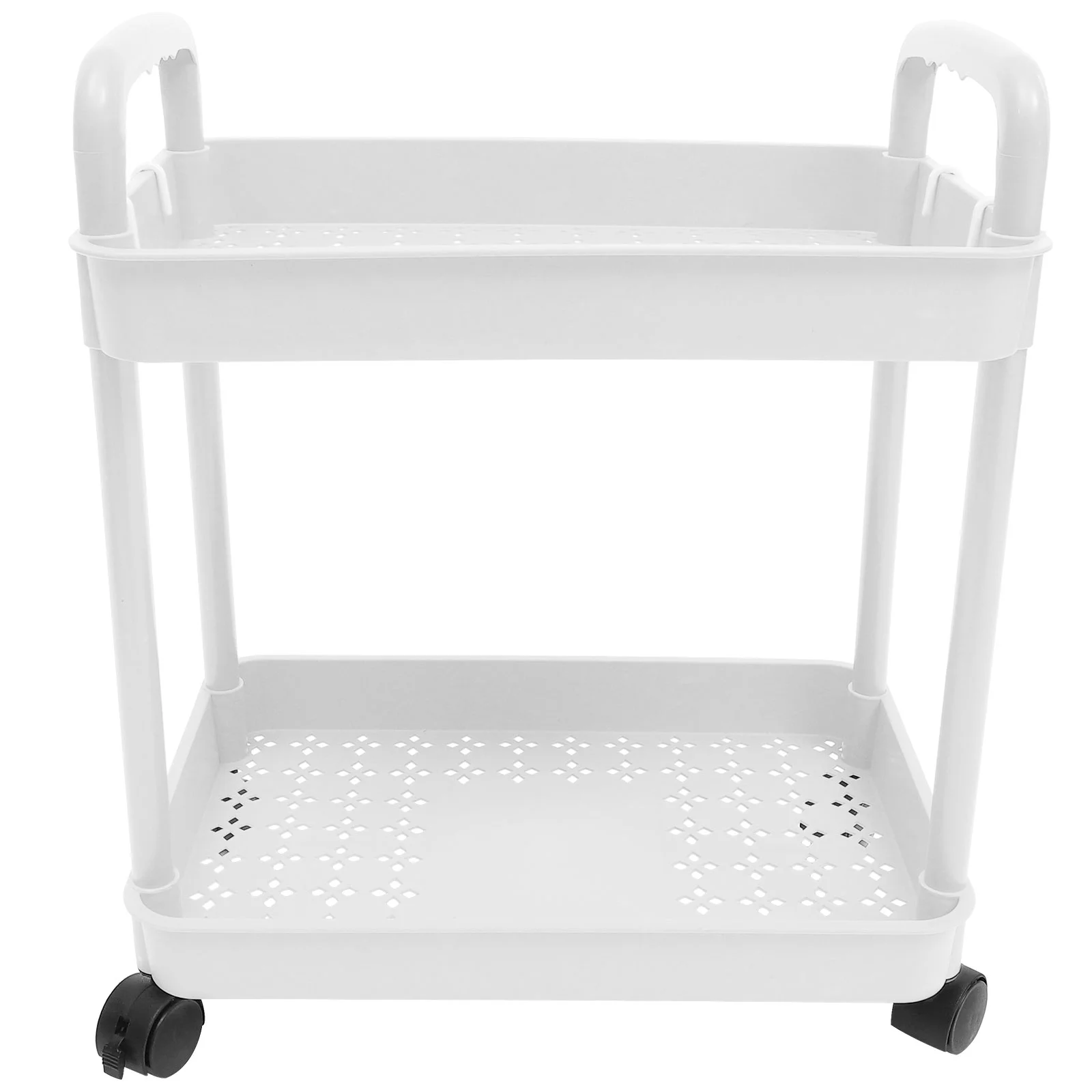

Mobile Double Layer Cart Storage Rack Shelves Organizer Book Small Bathroom Dorm Pp Utility with Wheels Kitchen on