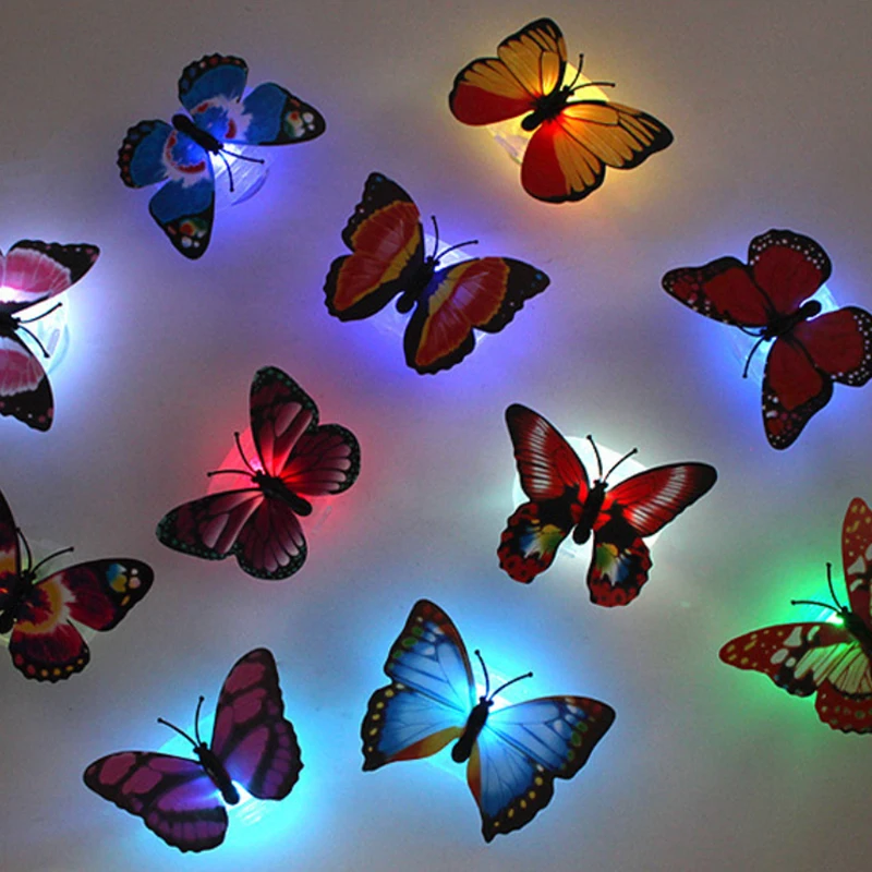 

1~4 PCS Pasteable 3D Butterfly Night Lights Luminous Led Wall Sticker Lamps Creative DIY Decorative Light Home Decoration Light