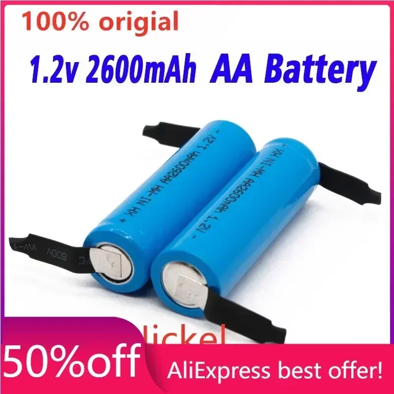 

2-20pcs New 1.2V AA battery 2600 MAH 2A Ni-MH Ni MH cell blue shell with tabs pins for Philips Braun electric shaver tool brush