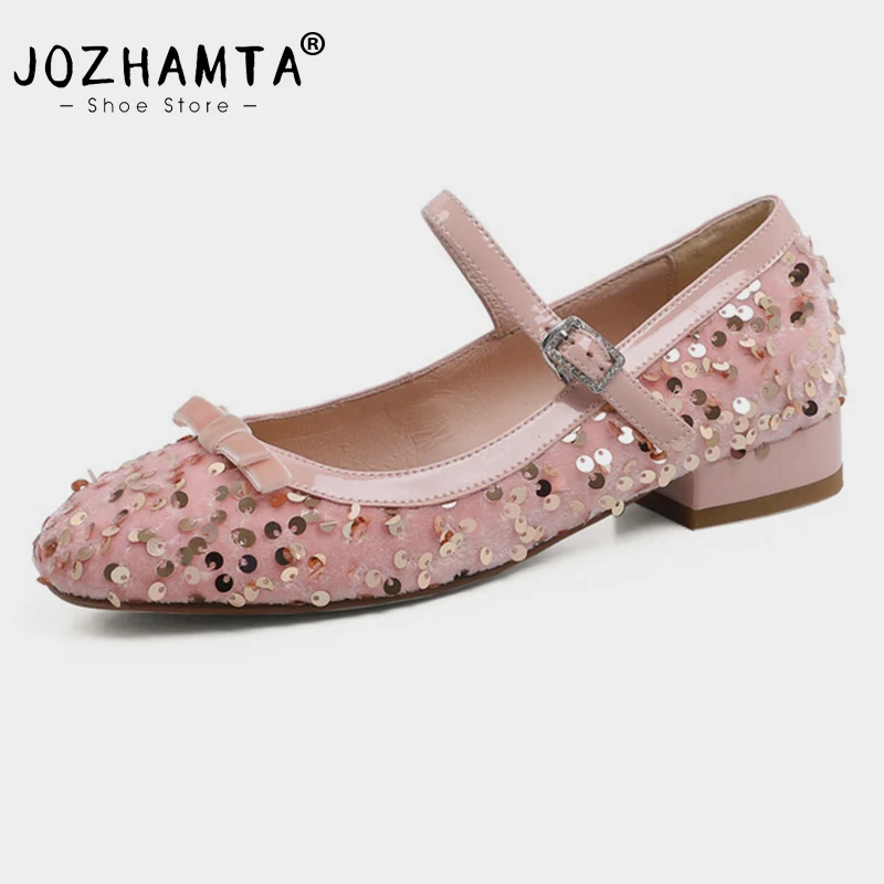 Женские блестящие балетки JOZHAMTA, туфли на низком каблуке с блестками, размеры 34-40, весна 2024
Женские блестящие балетки JOZHAMTA, туфли на низком каблуке с блестками, размеры 34-40, весна 2024