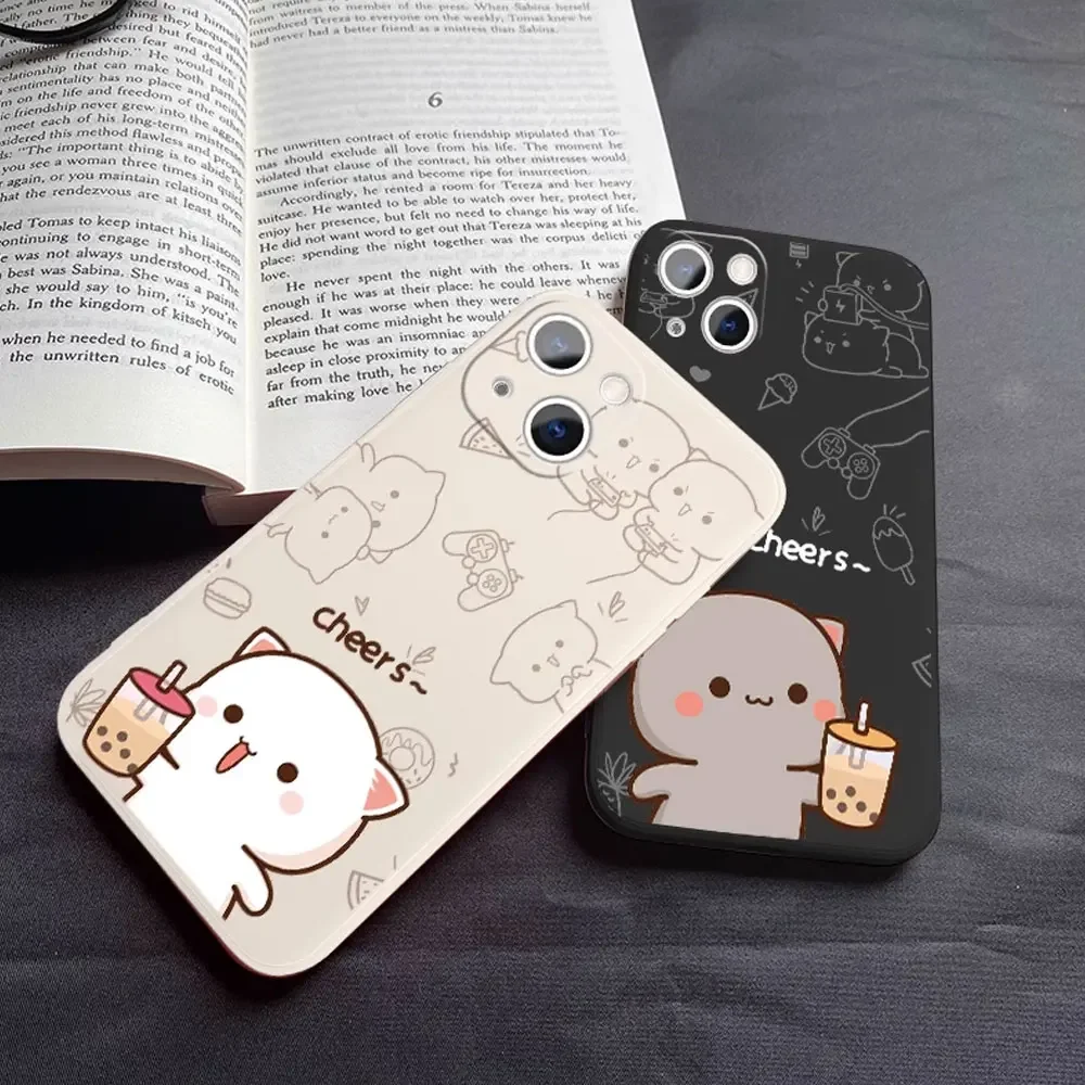 Cartoon Peach Mochi Cat Couple Phone Case for IPhone 16 15 14 13 12 11 Pro Mini X XS MAX 7 8 Plus Cute Animal Paired Soft Covers Cartoon Peach Mochi Cat Couple Phone Case for IPhone 16 15 14 13 12 11 Pro Mini X XS MAX 7 8 Plus Cute Animal Paired Soft Covers