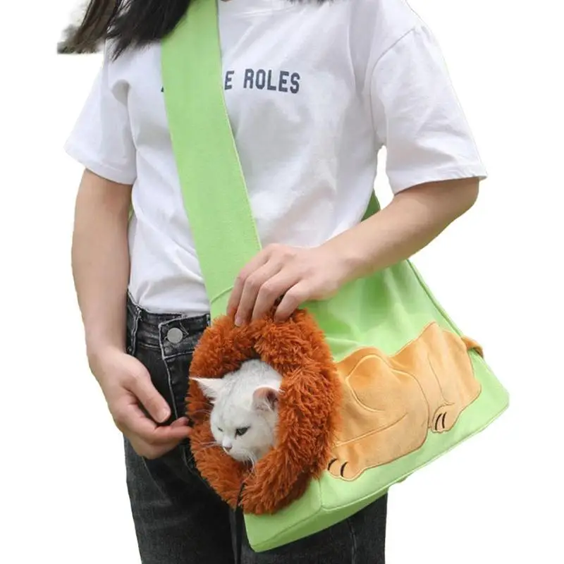 

Pet Carrier Bag Portable Cartoon Lion Design Puppy Shoulder Bag Breathable Foldable Pet Hands Free Carrier Bag For Pet Travel