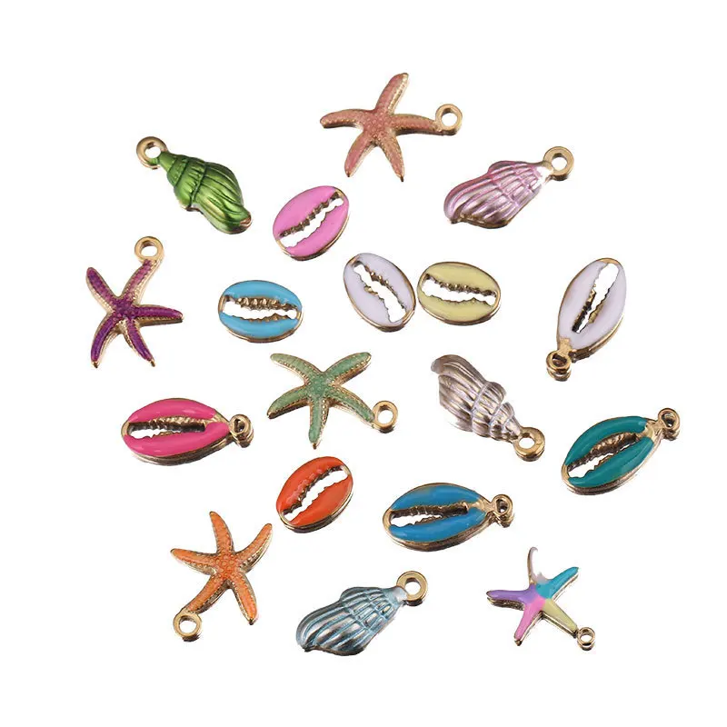 

5pcs Starfish Pendant Charms Shell Ocean Stainless Steel Pendants for Diy Necklace Earrings Bracelet Jewelry Making Findings