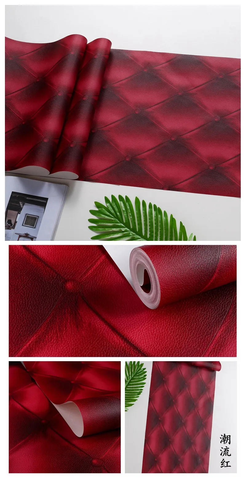 Generic Luxury Red Damask Wllpaper Retro 3D Stereo European Floral Wallpaper Damascus Bedroom