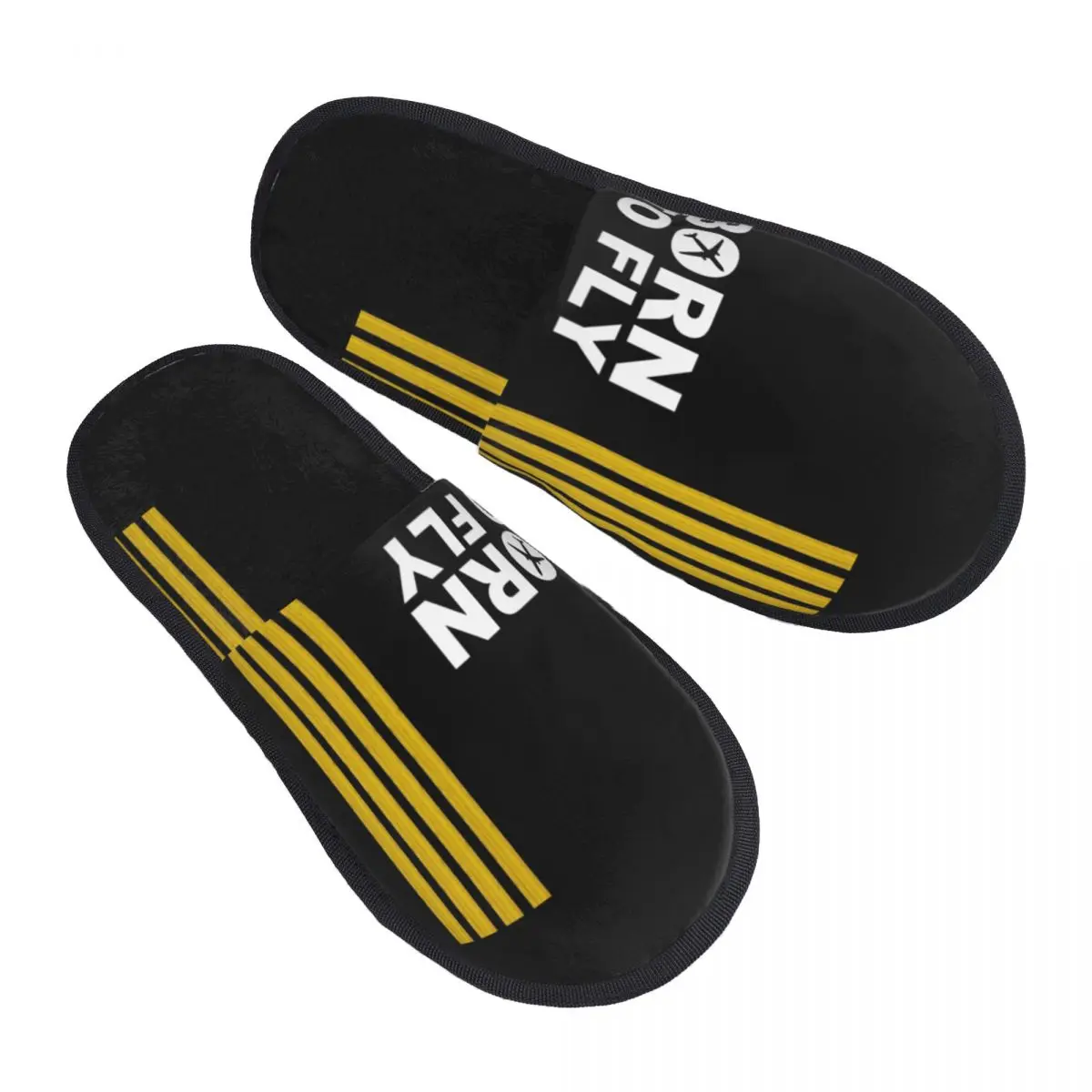

Born To Fly Captain Stripes Flight Pilot Comfy Scuff Memory Foam Slippers Women Aviation Aviator Airplane Hotel House Shoes