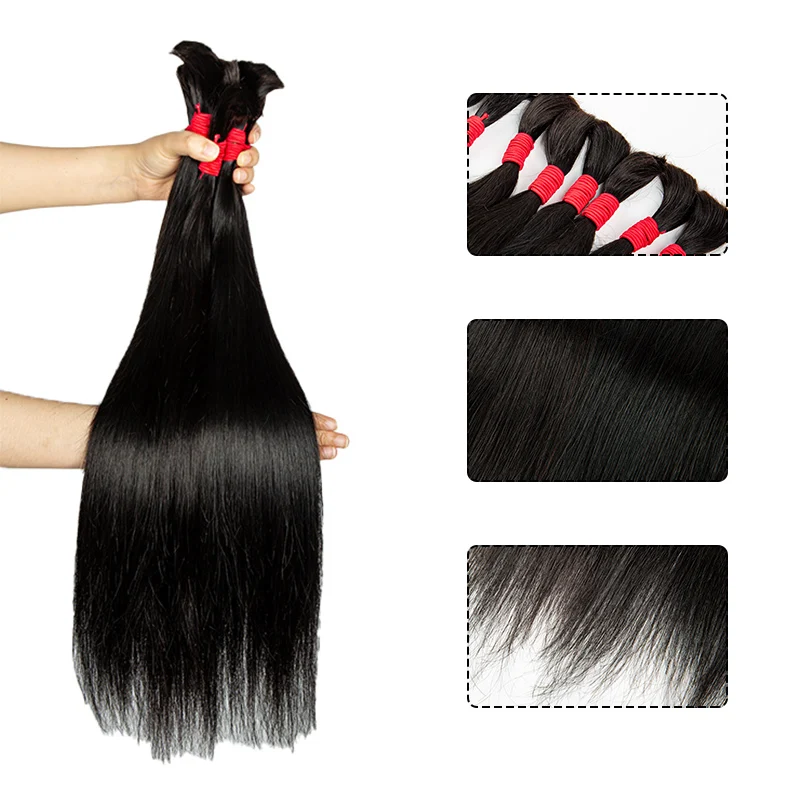 

100% Human Hair Straight Hair Bulk No Weft Virgin Hair Extension Brazilian Straight Hair Bulk For Braiding