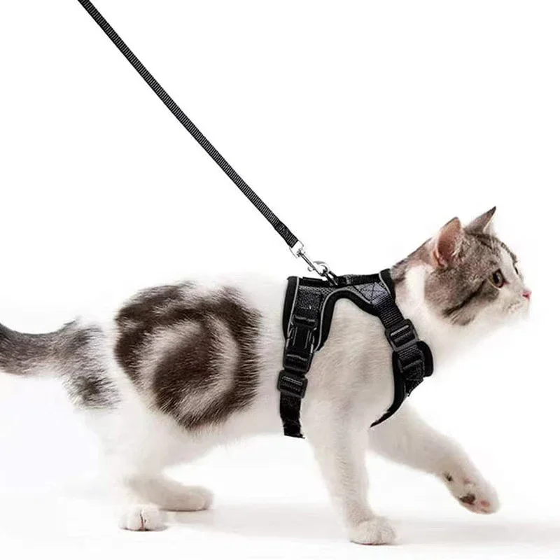 

And Soft Kitten Reflective For Small Set Easy Control Cat Adjustable Leash Proof Escape Dogs Pet Harness Vest Mesh Puppy