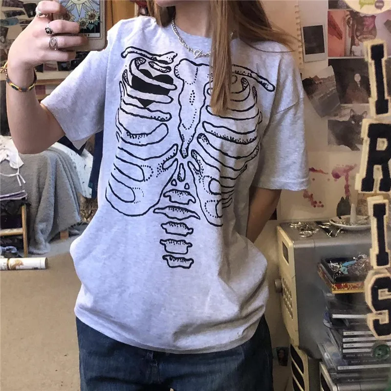 Women Cartoon Bone Print T-Shirts Halloween Clothes Summer Casual Loose Short Sleeve Round Neck Gothic Grunge Tee Streetwear y2k
Women Cartoon Bone Print T-Shirts Halloween Clothes Summer Casual Loose Short Sleeve Round Neck Gothic Grunge Tee Streetwear y2k
