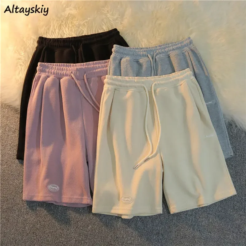 

Shorts Women Drawstring Straight Trousers Knee-length Bottoms Summer Bodybuilding Streetwear Students Trendy Jogger Korean Style