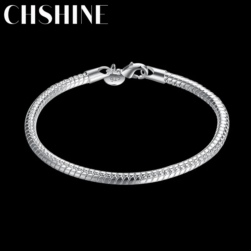 

Hot new 925 Sterling Silver Bracelets for women men 4MM snake bone chain Wedding party Gifts high quality Fashion Jewelry