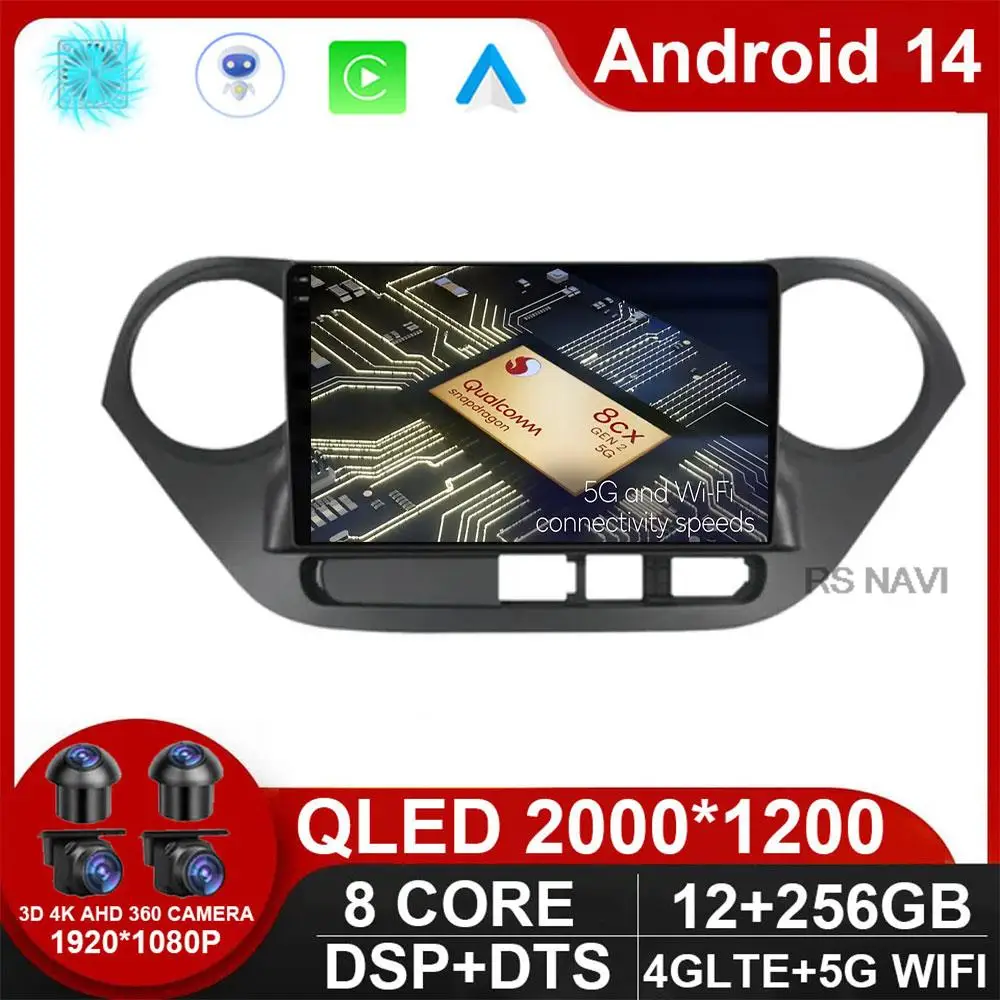 

Android 14 Carplay Auto WlFl+4G For Hyundai Grand I10 2013-2016 Car Radio MultimediaVideo Player Navigation Head Unit DPS BT GPS