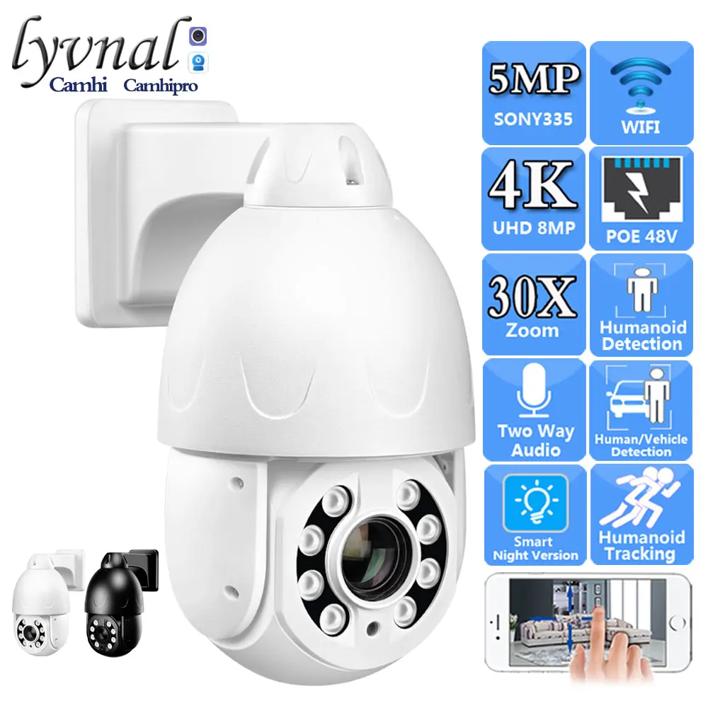 

Sonyimx415 4K 8MP Wireless Surveillance IP Camera Wifi PTZ Dome POE 5MP 30X Zoom Two Way Audio Human Tracking Color Night Vision