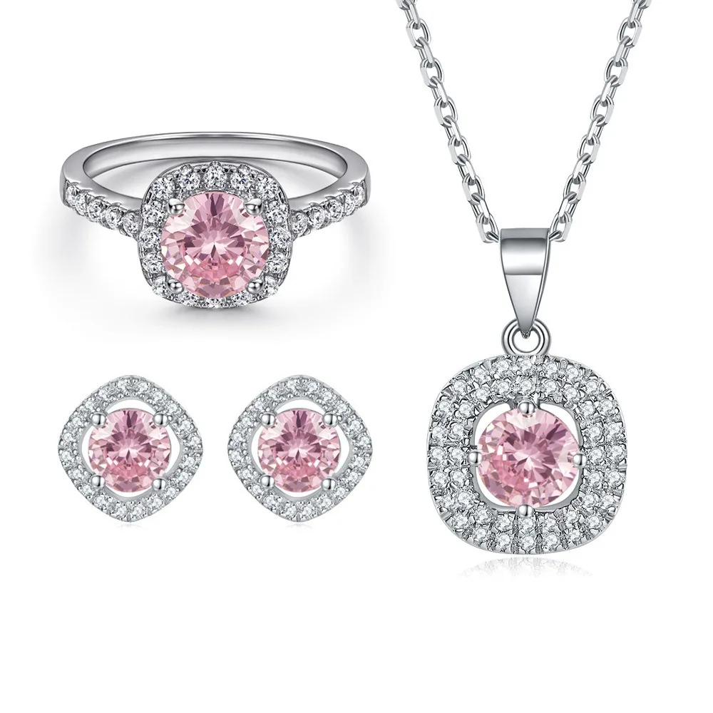 Easterm S925 Sterling Silver Zirconia Pink Gemstone Silver Earrings Pink Crystal Necklace Colorful Diamond Ring Jewelry 3Pcs Set
Easterm S925 Sterling Silver Zirconia Pink Gemstone Silver Earrings Pink Crystal Necklace Colorful Diamond Ring Jewelry 3Pcs Set
